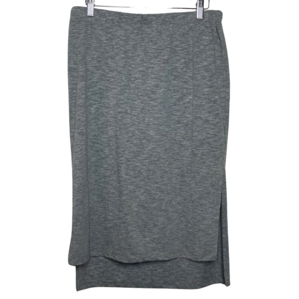 HEM & THREAD | Womens Gray Jersey High Low Comfortable Skirt | Size L